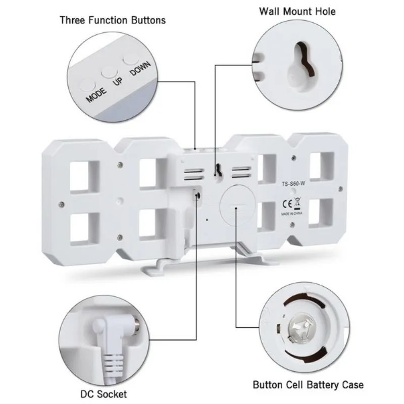 3D LED Digital Clock Wall Decoration Glow Night Mode Decoration for Home Adjustable Electronic Watch Clock Decor Clocks Garden