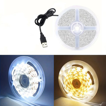 5V USB LED Strip Lights 2835 SMD Flexible Ribbon Cuttable Lighting Tape with ON/OFF Switch for TV Mirror Cabinet Bedroom Decor