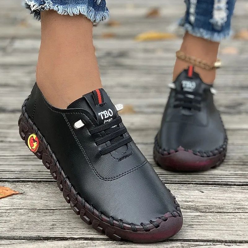 Sneakers Women Shoes Loafers Lace Up Leather Flat New Spring 2023 Casual comfortable Mom Shoe Mujer Zapatos Chaussure Femme