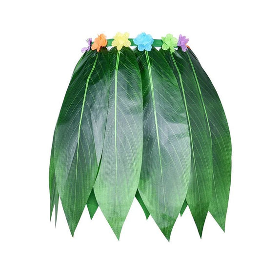 Hawaiian Tropical Artificial Leaves Floral Boho Beach Dance Skirts Summer Short Hula Grass Party Luau Skirt Costume Sundress