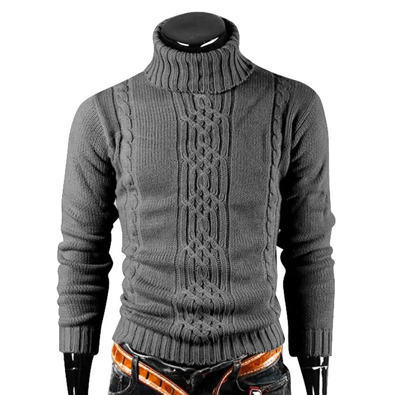 2025 Men's Warm Sweater Long Sleeve Turtleneck Sweater Retro Knitted Pullover Sweaters