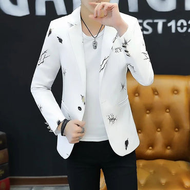2025 Men's Autumn Casual No Slit Printing Leisure blazer