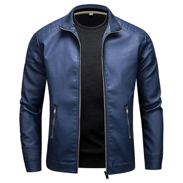 Slim Korean Version Handsome Men's Clothing Stand Collar Leather Jacket Men's Fashion Jacket Casual Men Leather Jacket