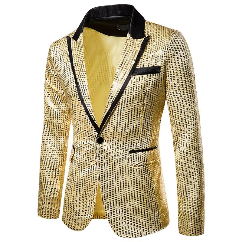 New Fashion Black Sequin Mens Shiny Suit Jacket One Button Blazer For Male Nightclub Singers Stage Dress Blazers Chaqueta Hombre