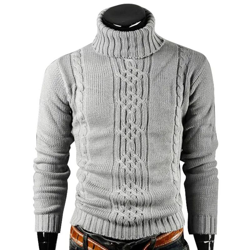 2025 Men's Warm Sweater Long Sleeve Turtleneck Sweater Retro Knitted Pullover Sweaters