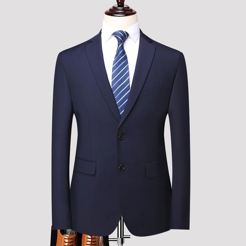 Blazer New Men's Fashion Business Solid Color British Style Professional Work Groom Wedding Dress Best Man Blazer Jacket