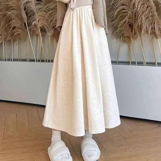 Smvp High Quality Knitted Long Skirt Women Autumn Winter Thick Warm A-Line Skirt Female Solid Casual Wild High Waist Skirts