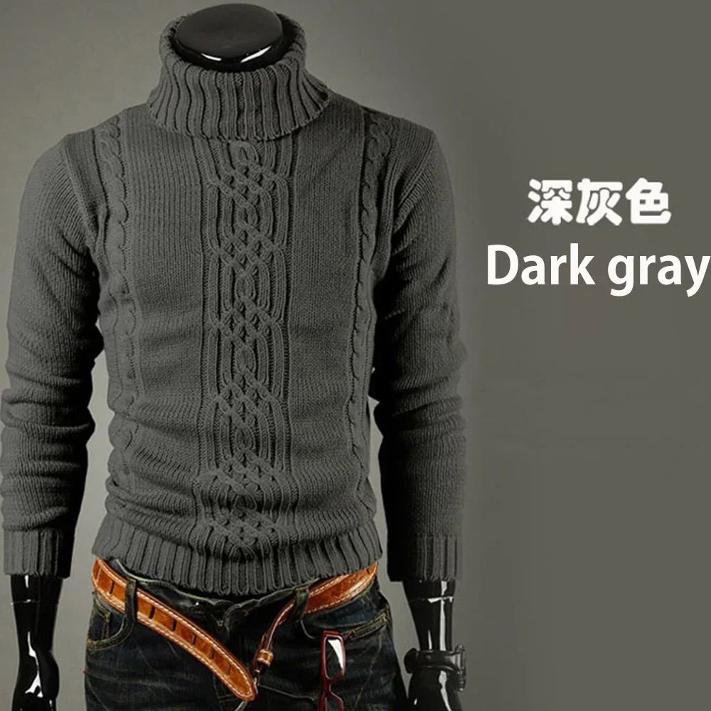 2025 Men's Warm Sweater Long Sleeve Turtleneck Sweater Retro Knitted Pullover Sweaters