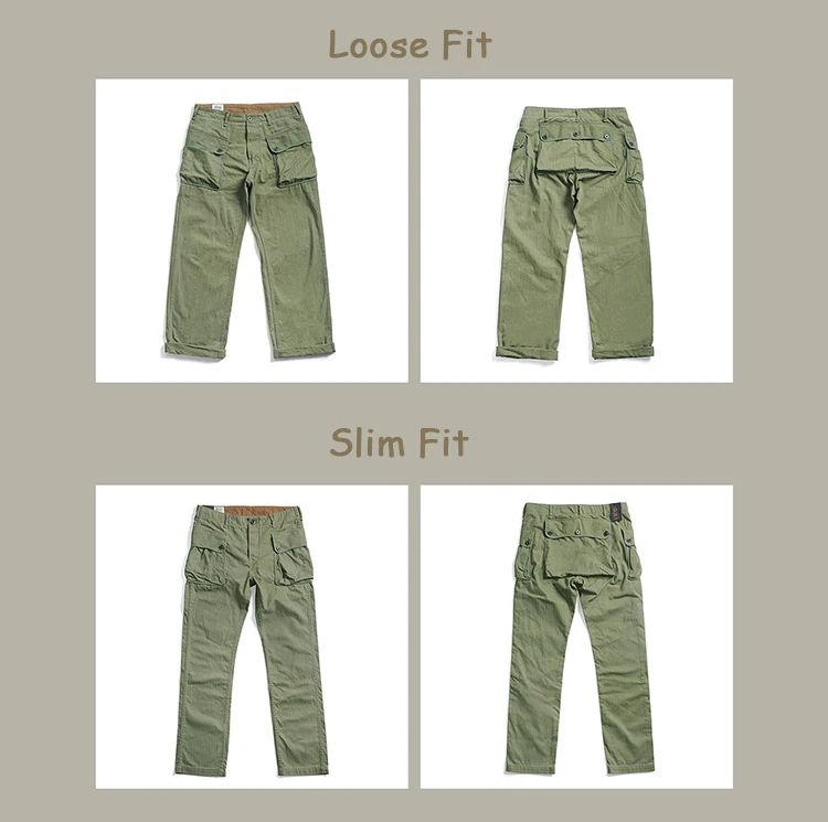 Red Tornado P-44 Monkey Pants Men's Military Style HBT Cargo Trousers Army Green