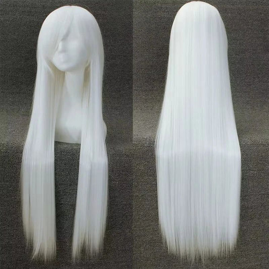 Pink 100Cm Long Staight Cosplay Wig Heat Resistant Synthetic Hair Anime Party wigs 42 color Colourful White
