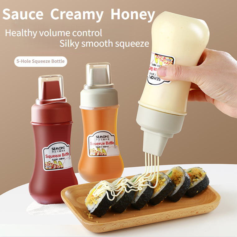 Frasco Espremedor Poroso para Molhos 350ML Garrafa para Molho de Tomate Mel Salada Recipiente Dispensador de Condimentos de Cozinha para Ketchup Molhos BBQ Óleo