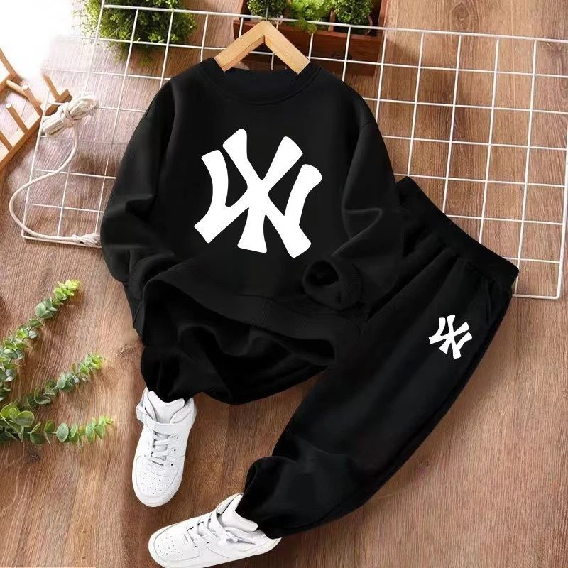 Conjunto de Roupas de Bebê Primavera Menino Carta Impressa Camisolas Pullover Top e Calças 2 Peças Terno Crianças Meninas Agasalhos da Moda
