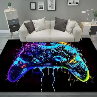 Gaming Rug for Boys Room Gamer Rug with Controller Design Carpet for Game Room Bedroom Decor Non-slip Machine Washab Mat