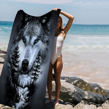 Animal wolf wallart Microfiber Blanket Quick Drying Beach Towels Oversized Printing Super Absorbent Pool Towel Blanket