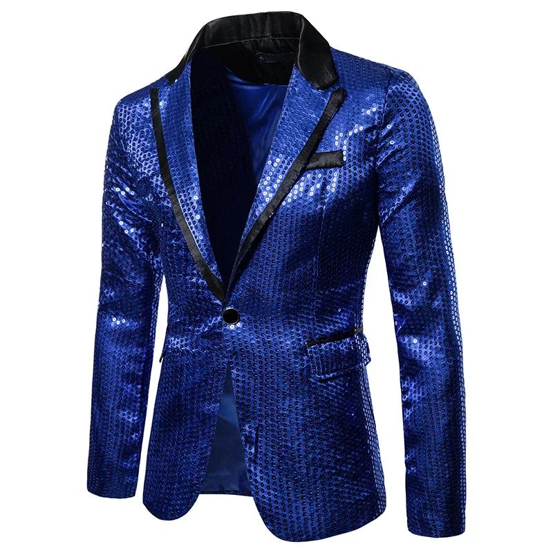 New Fashion Black Sequin Mens Shiny Suit Jacket One Button Blazer For Male Nightclub Singers Stage Dress Blazers Chaqueta Hombre