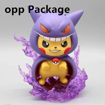 Conjunto de Bonecos Pokémon de 12cm - Pikachu Gengar Charizard Cosplay, Presente de Estátua Colecionável Fofo para Fãs de Anime
