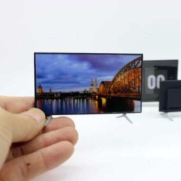 1/12 Scale Miniature TV with Stand - Dollhouse Accessory for Home Decor, Realistic Model for DIY Crafts & Gifts Small Ornament