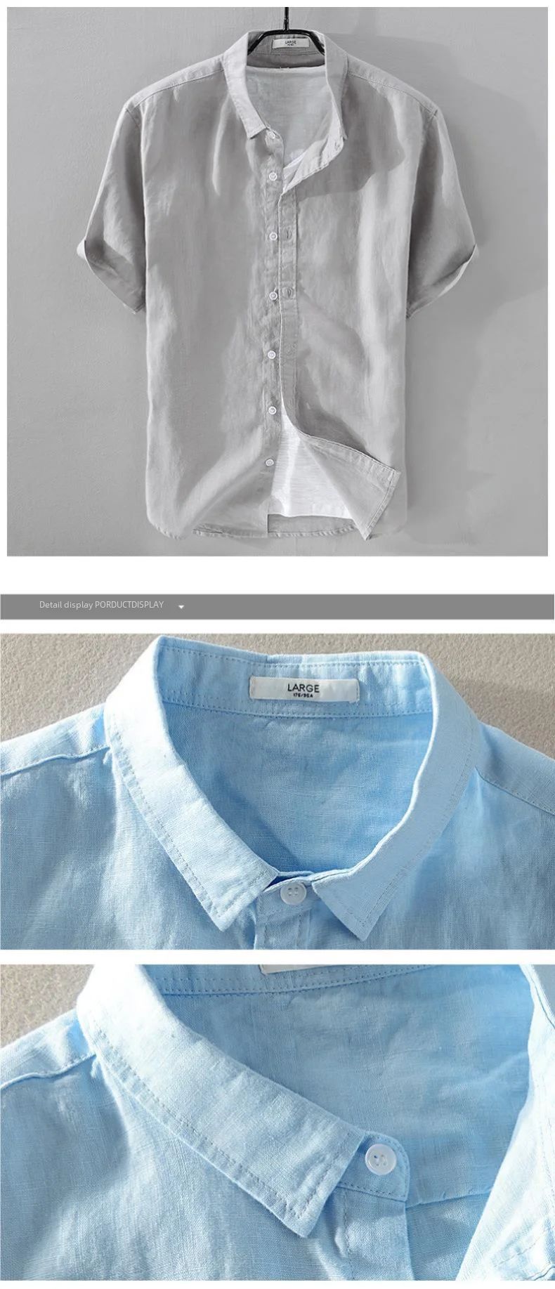 Short Sleeve Linen Shirt Men Simple Casual Retro Loose Style Youth Thin Basic Half Sleeve Cotton Linen Clothing