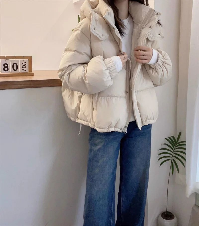 Fashion Parkas Jacket Women's Korean 2024 New Autumn Winter Loose Hooded Thicken Warm Down Cotton Padded Short Coats Female Tops
