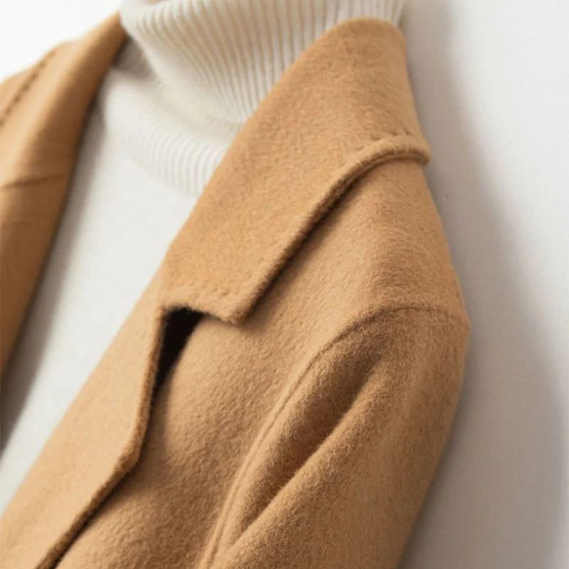 Autumn Winter Girls Fashion Mid-Long Jackets Female Casual Woolen Blends Coats Clothes Lady Korean Fashion Designer Coat