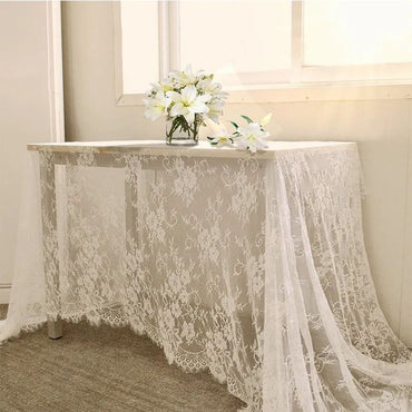 Rustic Wedding White Lace Tablecloth Vintage Embroidered Reception Table Cloth Decor Boho Party Valentine's Day Tablecloth