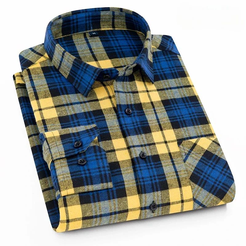 New in shirt fashion korean popular 40%cotton long-sleeve shirts for men slim fit plain shirt streetwear Casual plaid clothes