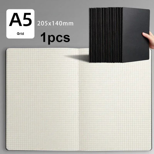 Vintage Kraft Cover A5 Notebook - Blank/Grid/Lined Writing Paper for Diary, Planner, School & Office Supplies