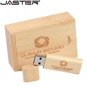 JASTER (1PCS Free LOGO) Wooden USB Flash Drive Pen Driver Wood Chips Pendrive 4GB 16GB 32GB 64GB 128GB Memory Stick Wedding Gift