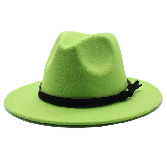 Gangster Trilby Felt Fedora Hat European American Wide Brim Top Jazz Caps Women Men Wool White Wedding Hat 56-58-61CM