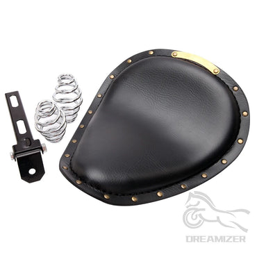 1 CONJUNTO de Assento Solo de Couro Retrô para Motocicleta + Suporte de Mola de 3" para Harley Custom Chopper Sportster Para Bobber Para Honda Para Yamaha