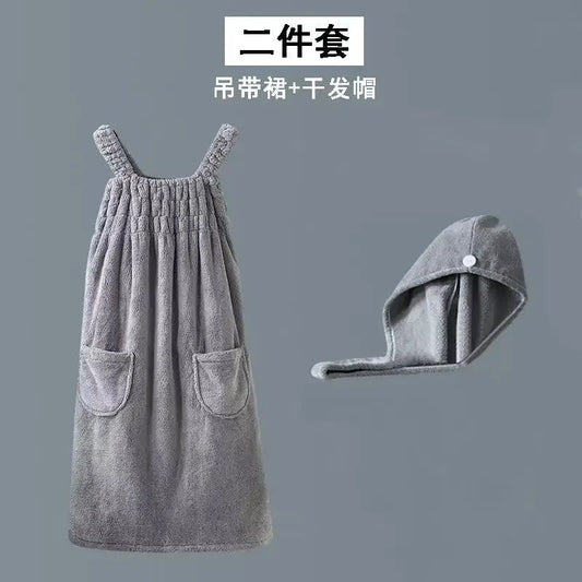 Women Wearable Bath Towel Wearable Towels Coral Fleece Women's Bath Skirt Absorbent Bath Skirt Shower Sauna Wear Towel