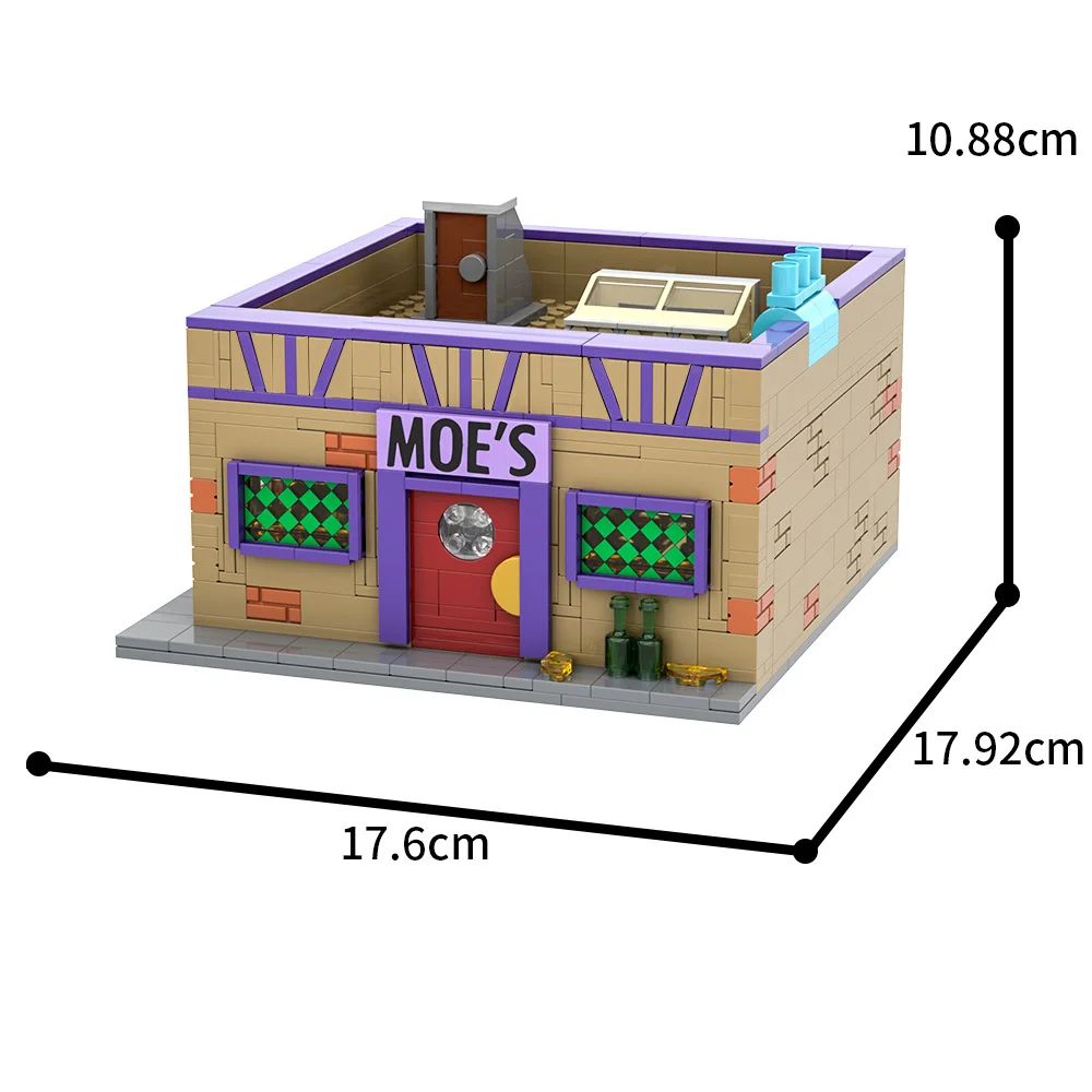 MOC Anime Simpsonized Moe's Tavern Building Blocks Model Springfield Moe's Tavern Modular Bricks Montar Brinquedos Presentes de Aniversário para Crianças