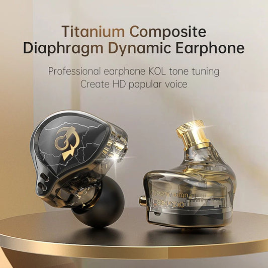 QKZ X HBB Best HiFi In Ear Wired Earphones 10mm Titanium-Coated Diaphragm Semi-open Cavity CNC Aluminum Alloy Monitor Headphone
