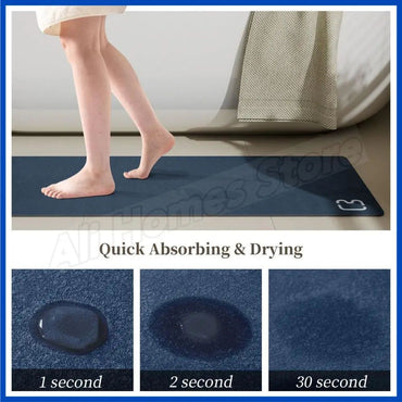 Tapete de Banho de Pedra Diatomácea Tapete de Banho de Terra Diatomácea Super Absorvente Antiderrapante 3,5MM de Espessura Tapete de Banho para Chão de Banheira