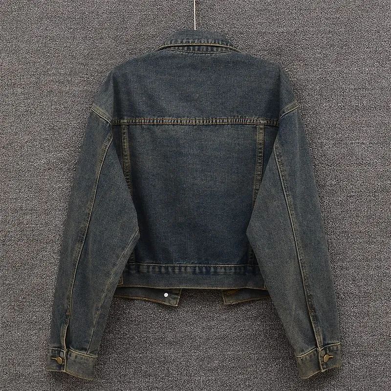 Blue Denim Top Women Autumn Classic Style Short Coat New Korean Fashion Chic Pockets O-Neck Female Ropa De Mujer Loose Jackets