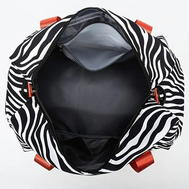 Large Capacity Nylon Travel Duffle Bag with Animal Print, Sports Gym Storage Bag, Portable Women'S Weekender Overnight Bag
