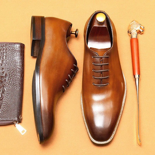 Italian Men's Formal Shoes Luxury Genuine Leather Handmade Quality Comfortable Elegant Black Wedding Social Oxfords Shoes Man