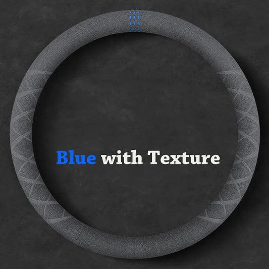Car Steering Wheel Covers Cowhide Suede Steering Wheel Cover Wrap Universal 37-38cm Breathable Steering Covers Car Accessories