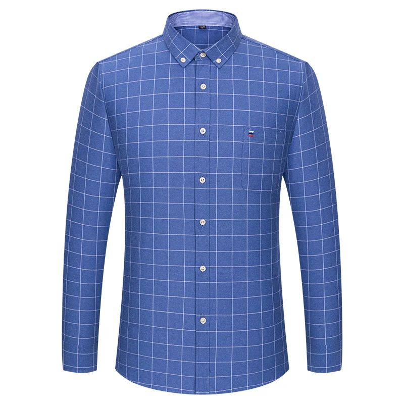 over size 7XL100%Cotton Oxford long-sleeve shirts for men slim fit formal plain shirt office white clothes elegant business tops
