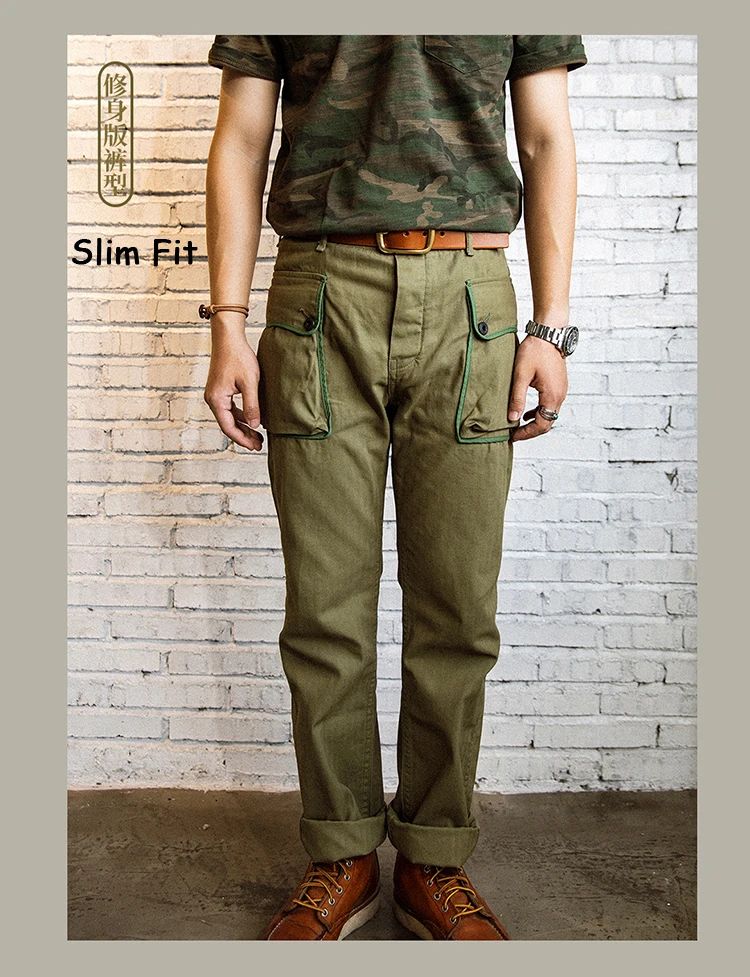 Red Tornado P-44 Monkey Pants Men's Military Style HBT Cargo Trousers Army Green
