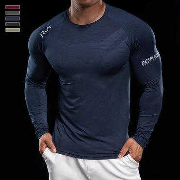 Men Running T-shirt Jogging Tracksuit Athletic Shirt Compression Long Sleeves Sport Tees Gym Fitnes Muscle Shirt Men's clothing