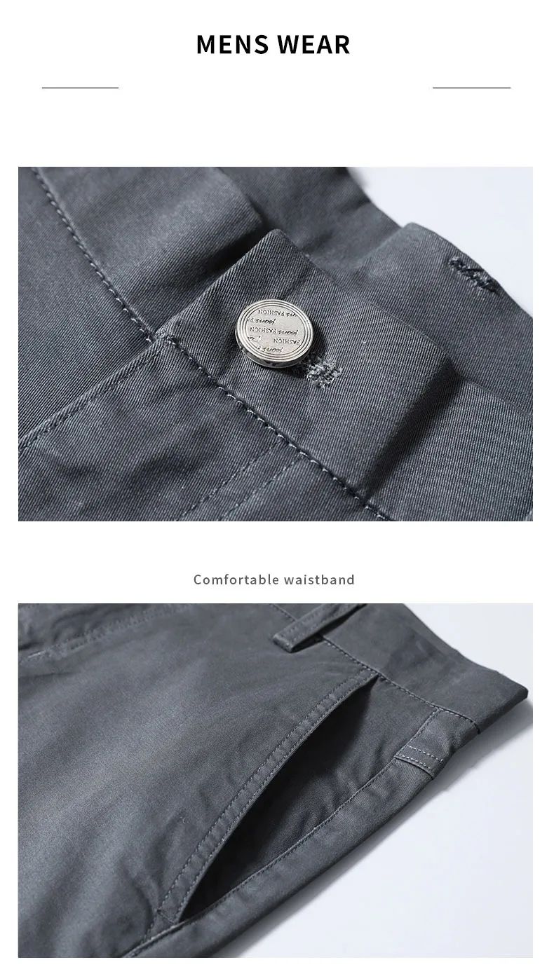2024 Men's High Quality Pure Cotton Classic Solid Color Casual Pants Business Stretch Cotton Slim Straight Brand Trousers Male