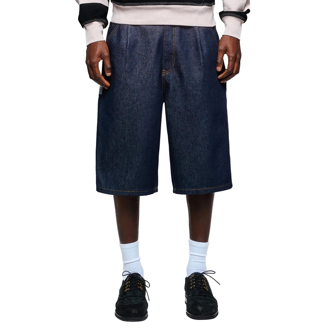 Fashion Cherry Blossom Pocket Embroidery Jeans Shorts Men Women Retro Baggy Black Denim Short Y2k Jorts Hip Hop Streetwear Pants