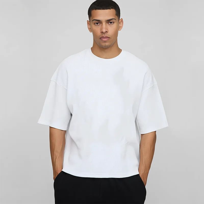 Summer Loose Sports Clothing Oversized Boxy Crew Neck T-shirt Mens Heavyweight 240GSM 100% Cotton Half Sleeve T-Shirts Clothing