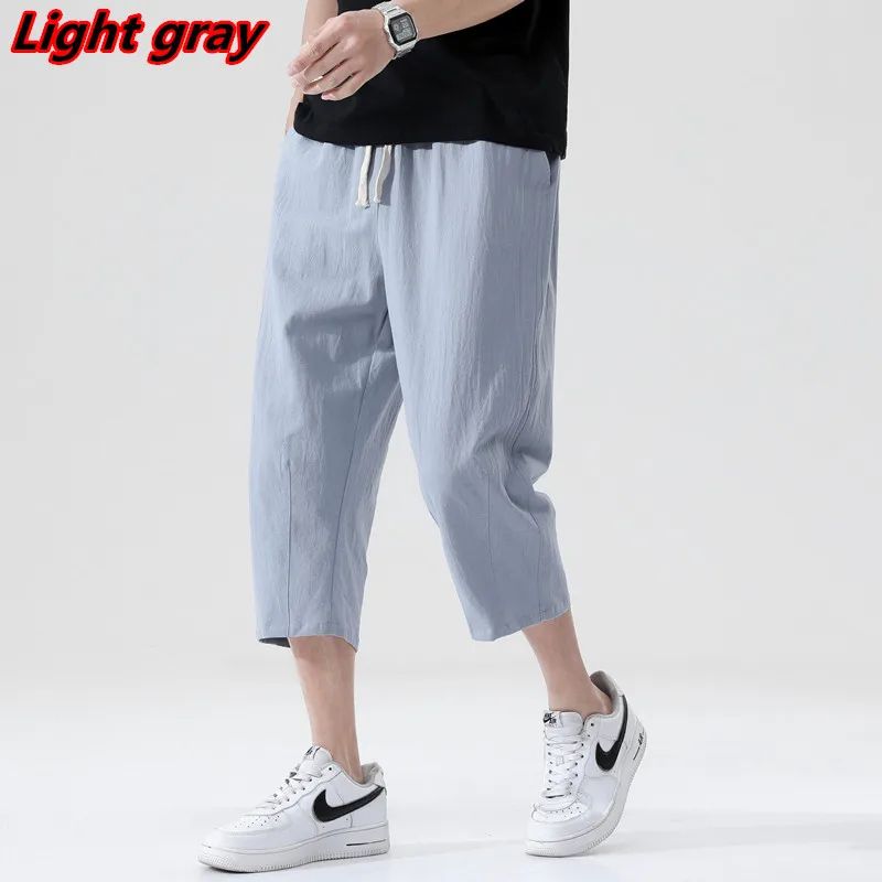 Summer Casual Linen Short Pants New Cotton Straight Mens Lightweight Shorts Large Solid Color Gym Fifth Beach Short Pants