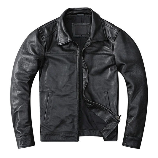 New Casual Real Cowhide Genuine Leather Jacket Men Slim Mens Clothes Spring Autumn Men's Cow Clothing Asian Size 6XL