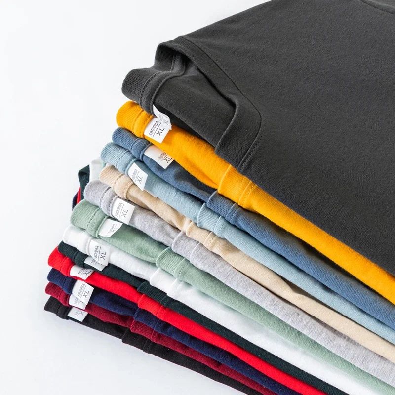 Men's Solid Color round Neck Long Sleeve T-Shirt Cotton Summer Comfortable Breathable Casual Top in Various Colors