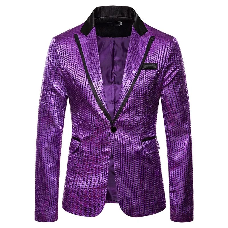 New Fashion Black Sequin Mens Shiny Suit Jacket One Button Blazer For Male Nightclub Singers Stage Dress Blazers Chaqueta Hombre