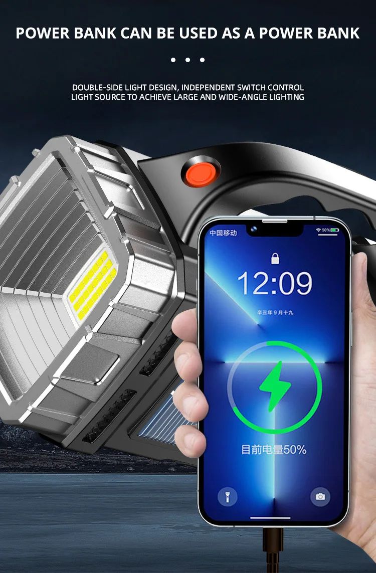 Multifunctional portable light strip side light waterproof multiple lighting modes high power rechargeable LED flashlight