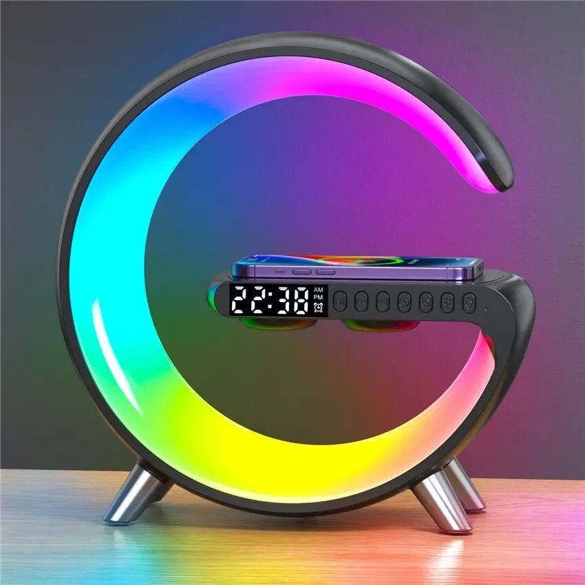 Caixa de Som Bluetooth Multifuncional BIG G Luz Noturna RGB Carregador Sem Fio Rápido Suporte para iPhone Samsung Xiaomi Estação de Carregamento